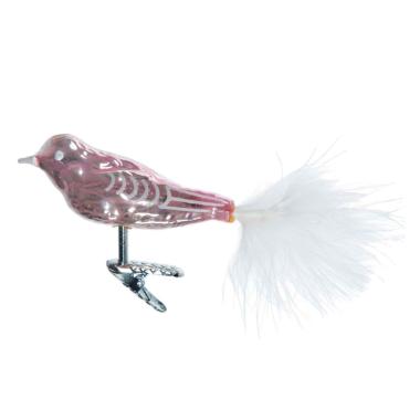 Pallina Natale Vetro Collection cm.15 Uccello Rosa Lucido |Inge's Glass