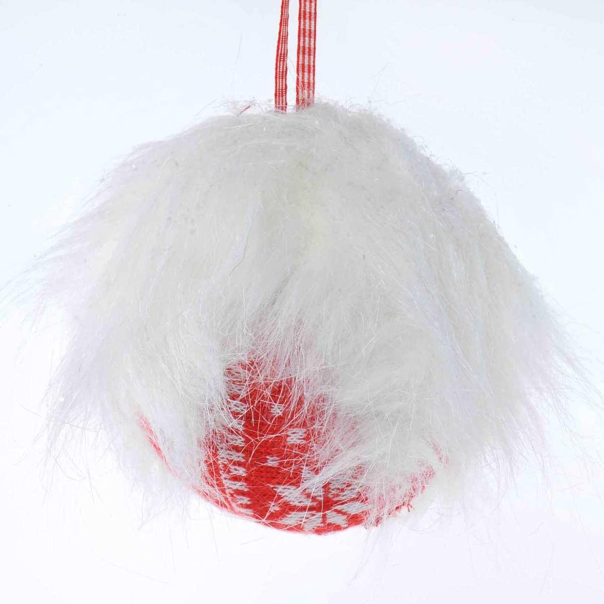 Pallina Natale cm.Ø10 in Tessuto e Pelliccia Bianca |M2 Store