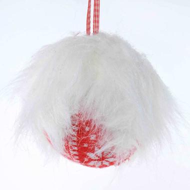 Pallina Natale cm.Ø10 in Tessuto e Pelliccia Bianca |M2 Store