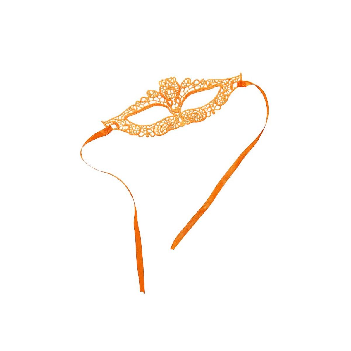 Maschera Viso Cartapesta Tessuto Macrame Arancione Fluo |Carnival Toys