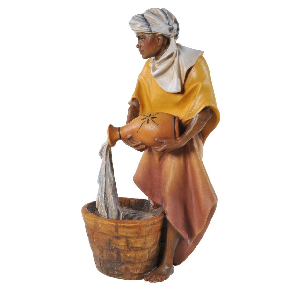 Statua cm.15 Scultura in Legno Cammelliere con Brocca di Acqua | Ulpe