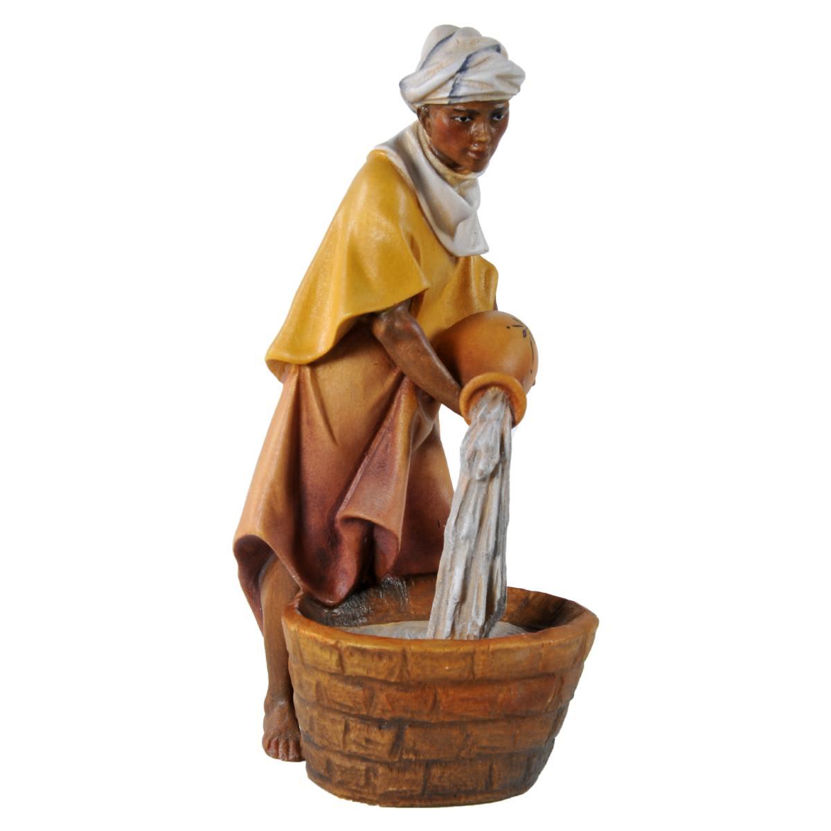 Statua cm.15 Scultura in Legno Cammelliere con Brocca di Acqua | Ulpe