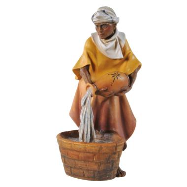 Statua cm.15 Scultura in Legno Cammelliere con Brocca di Acqua | Ulpe