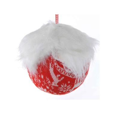 Pallina Natale cm.Ø15 in Tessuto Pelliccia Bianca |M2 Store