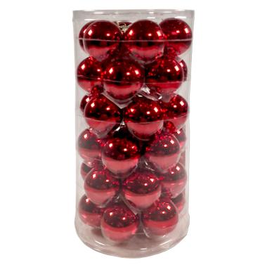 Pallina Natale Vetro cm.4 Rosso Lucido Set pz.36 |Silani