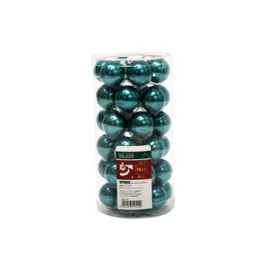 Pallina Natale Vetro cm.4 Blu Petrolio Set pz.36 |Silani