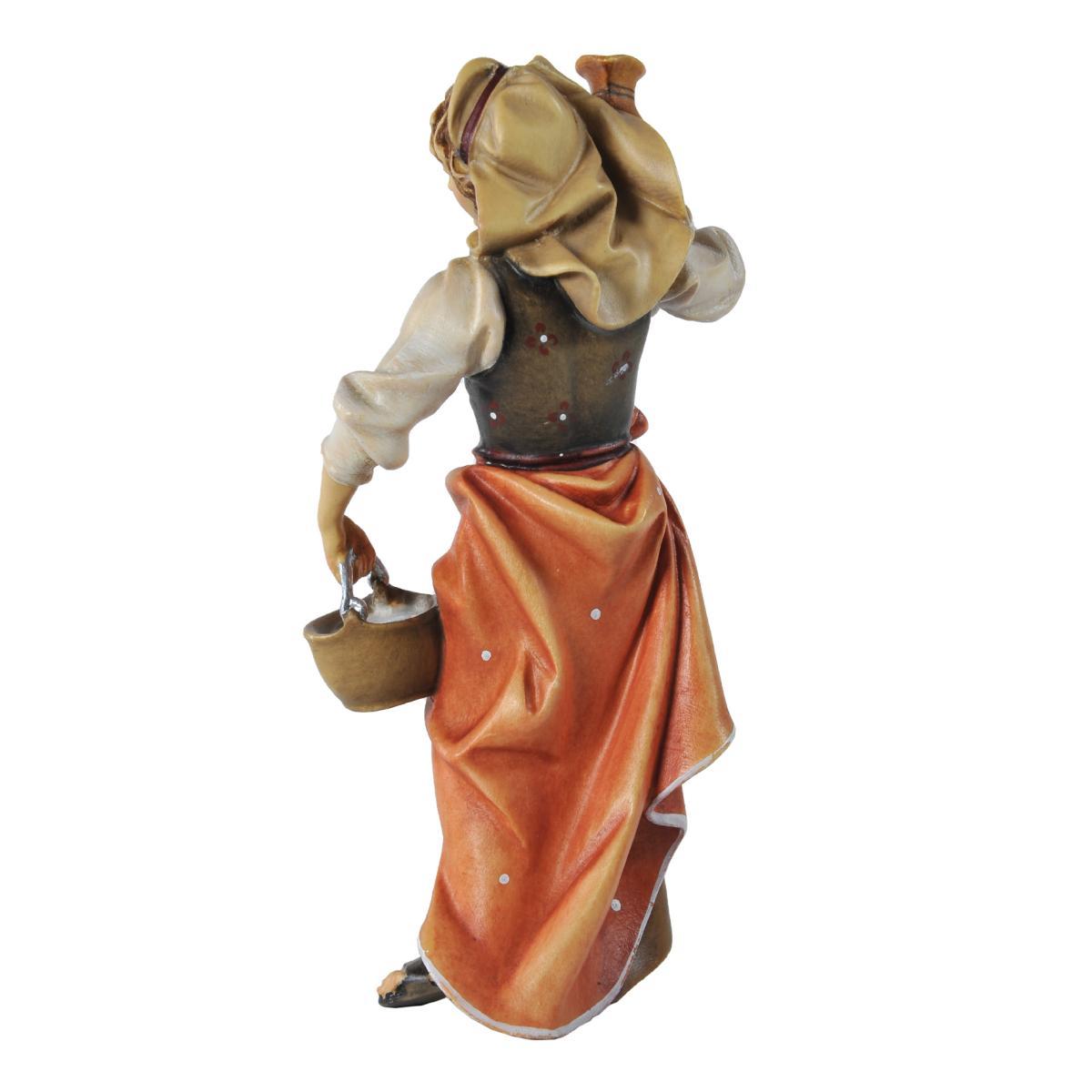 Statua cm.15 Scultura in Legno Donna con Brocca in Spalla | Ulpe