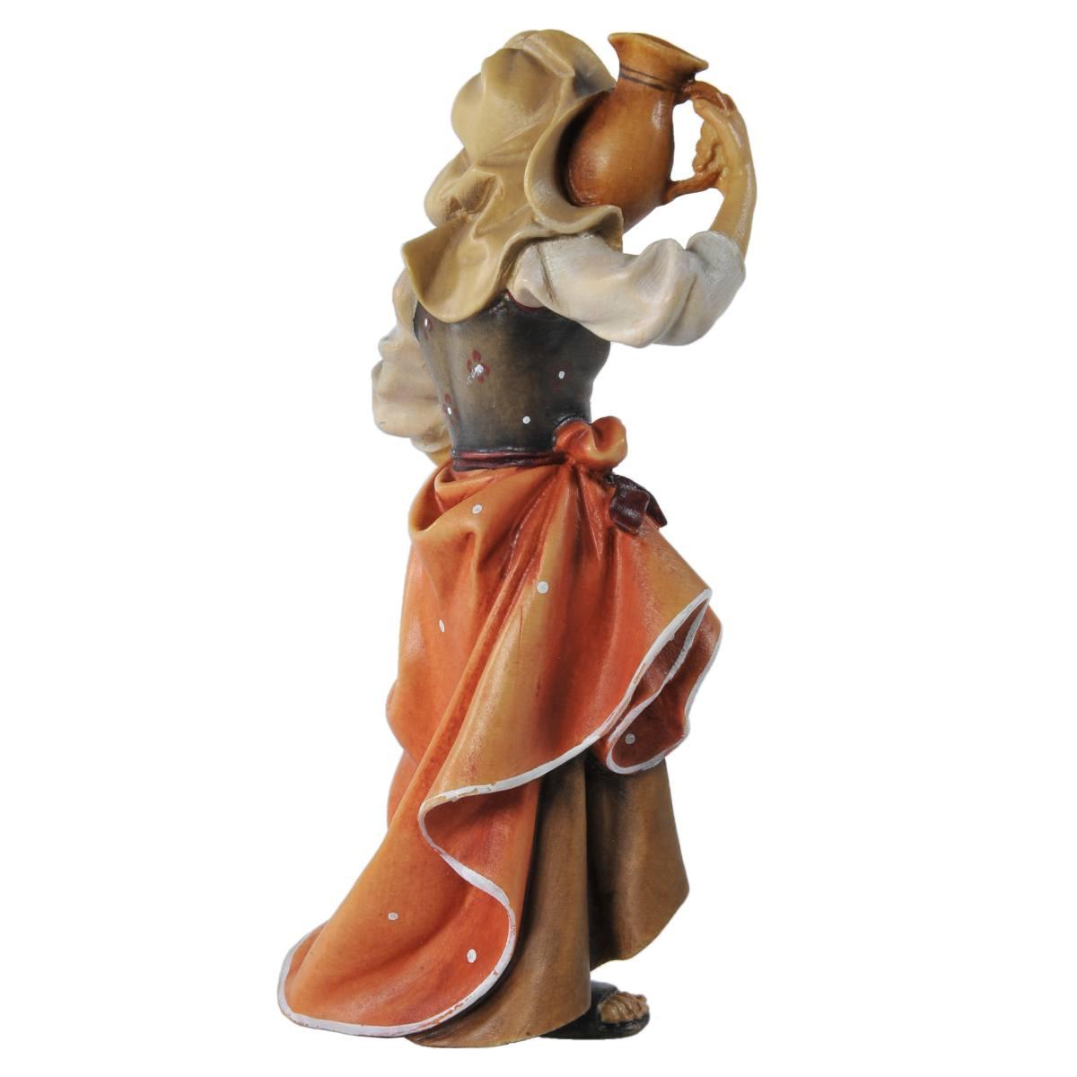 Statua cm.15 Scultura in Legno Donna con Brocca in Spalla | Ulpe