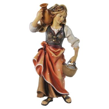 Statua cm.15 Scultura in Legno Donna con Brocca in Spalla | Ulpe