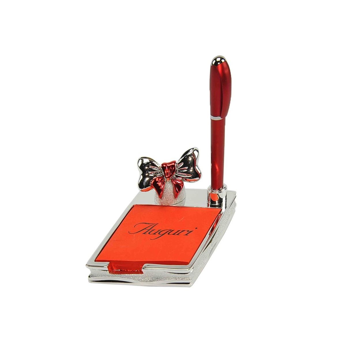 Porta Post It  Silver con Penna cm.8,7x11xh5,8