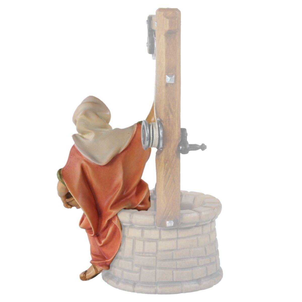 Statua cm.15 Scultura in Legno Donna al Pozzo | Ulpe