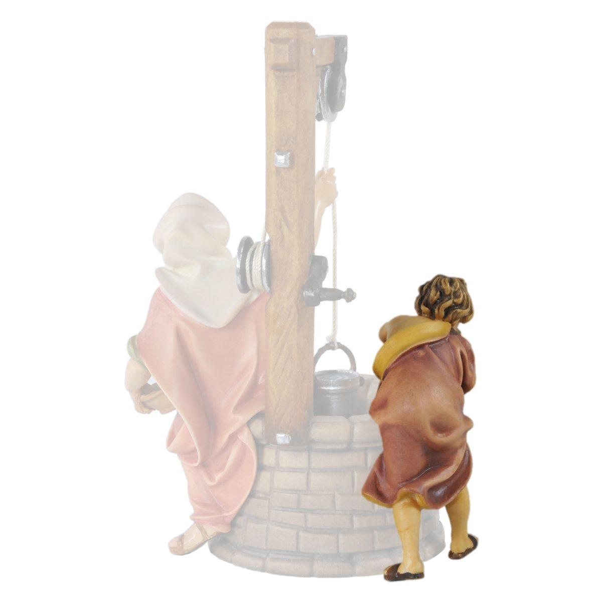 Statua cm.15 Scultura in Legno Pastorello al Pozzo | Ulpe