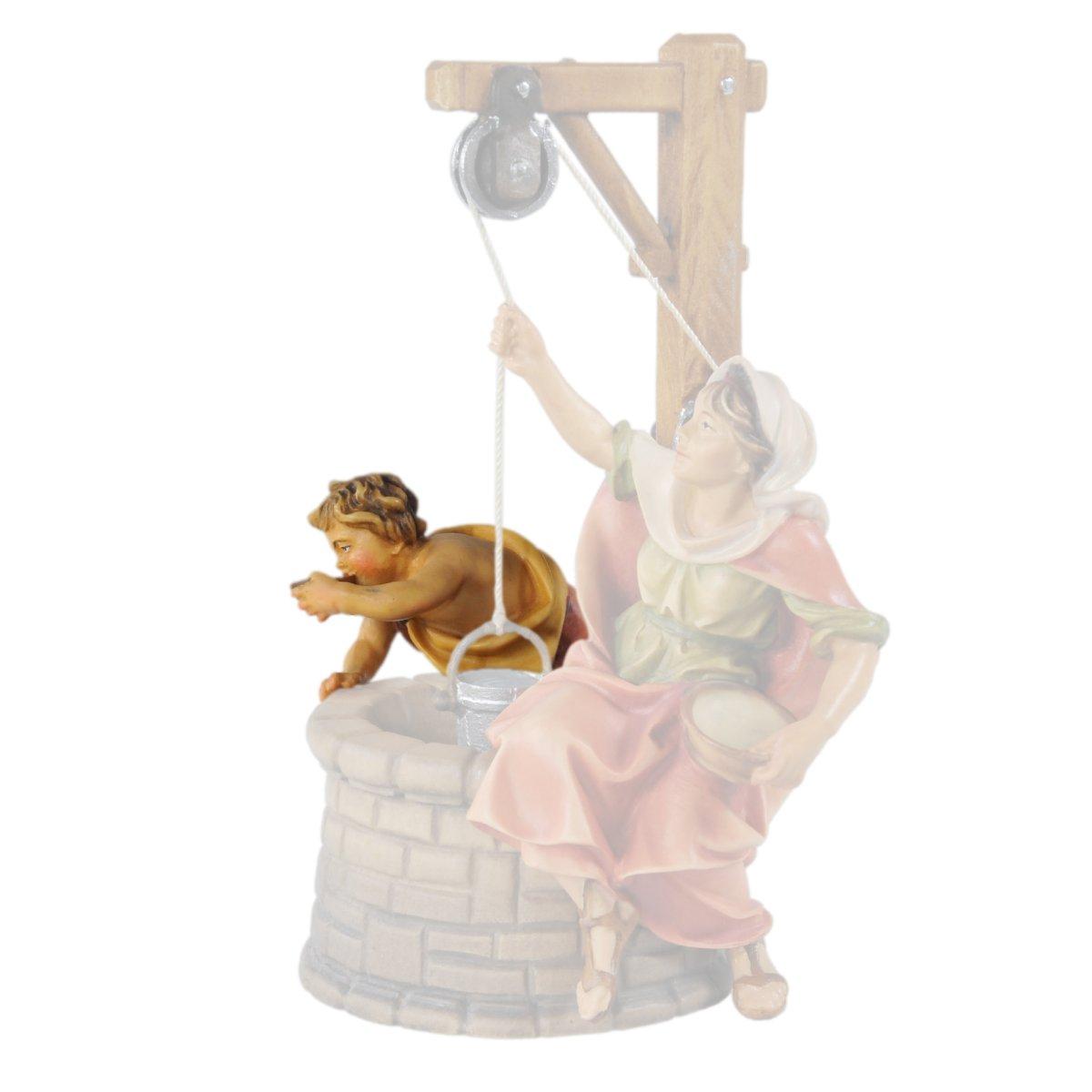 Statua cm.15 Scultura in Legno Pastorello al Pozzo | Ulpe