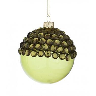 Pallina Natale Vetro cm.8 Verde con Pietre |Bizzotto