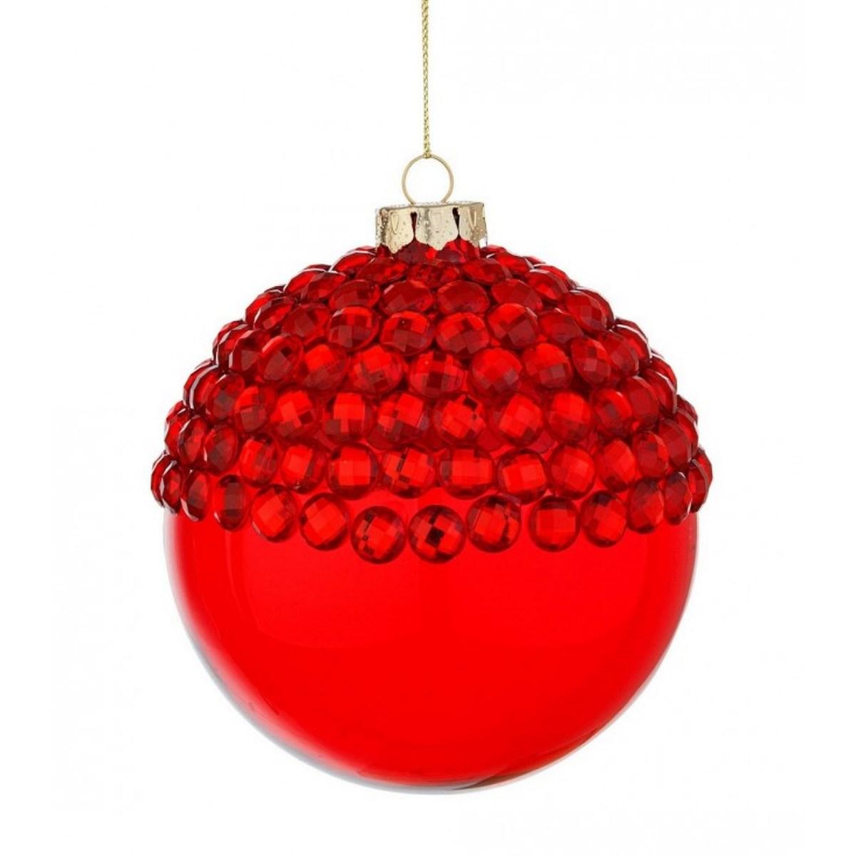 Pallina Natale Vetro Jewel Rosso cm.Ø10 |Bizzotto