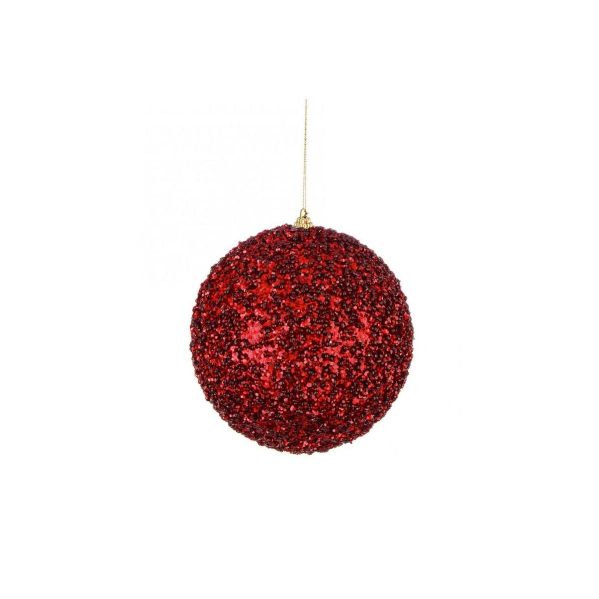 Pallina Natale cm.Ø15 Rosso con Glitter |Bizzotto