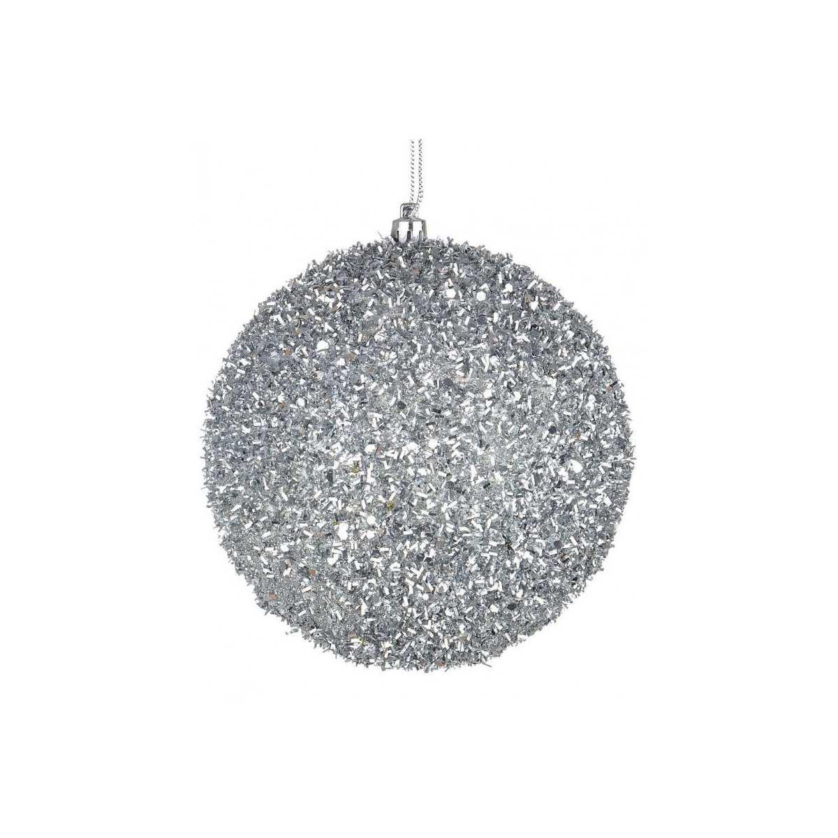Pallina Natale cm.15 Argento con Glitter |Bizzotto