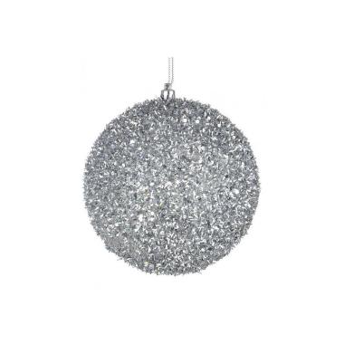 Pallina Natale cm.15 Argento con Glitter |Bizzotto