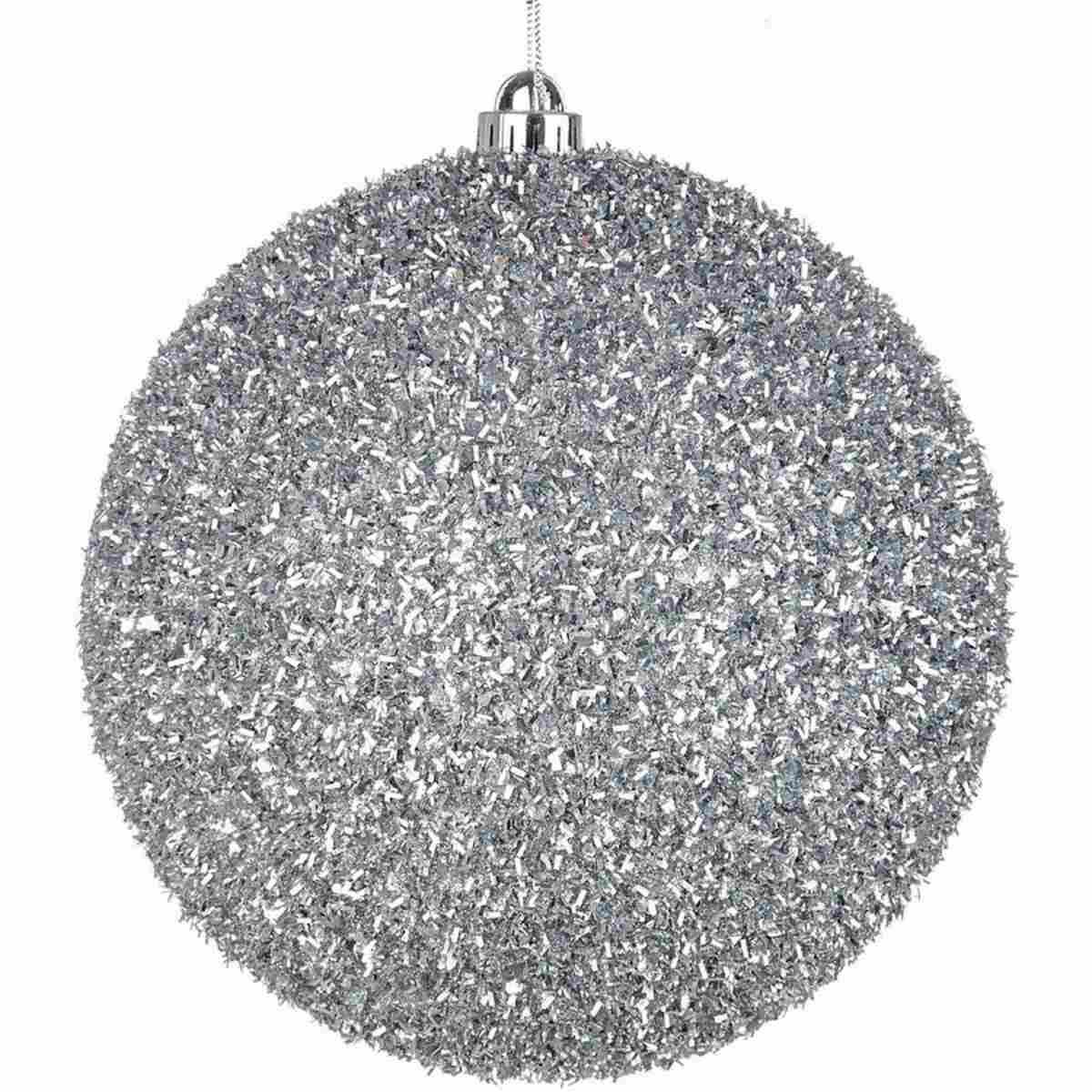 Pallina Natale cm.20 Argento con Glitter |Bizzotto