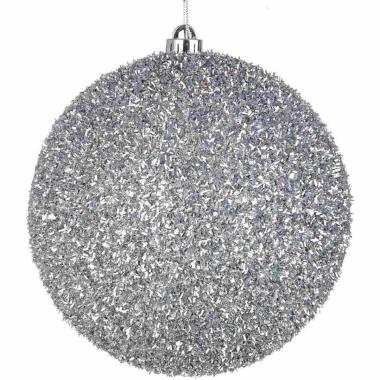 Pallina Natale cm.20 Argento con Glitter |Bizzotto