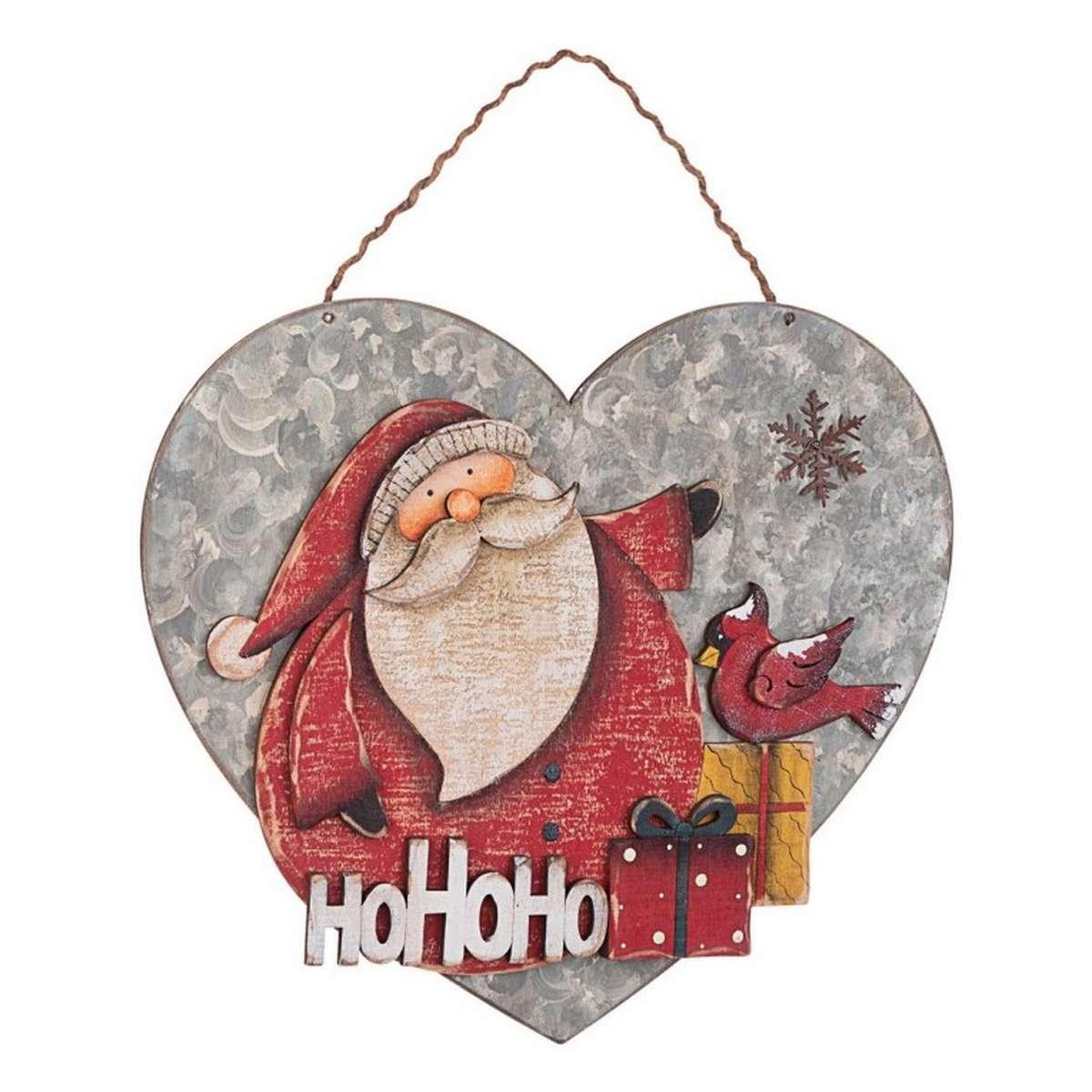 Decorazione Natalizia Cuore Legno con Babbo cm.31x35 |Bizzotto