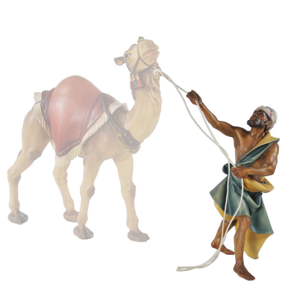 Statua cm.15 Scultura in Legno Cammelliere in Piedi | Ulpe