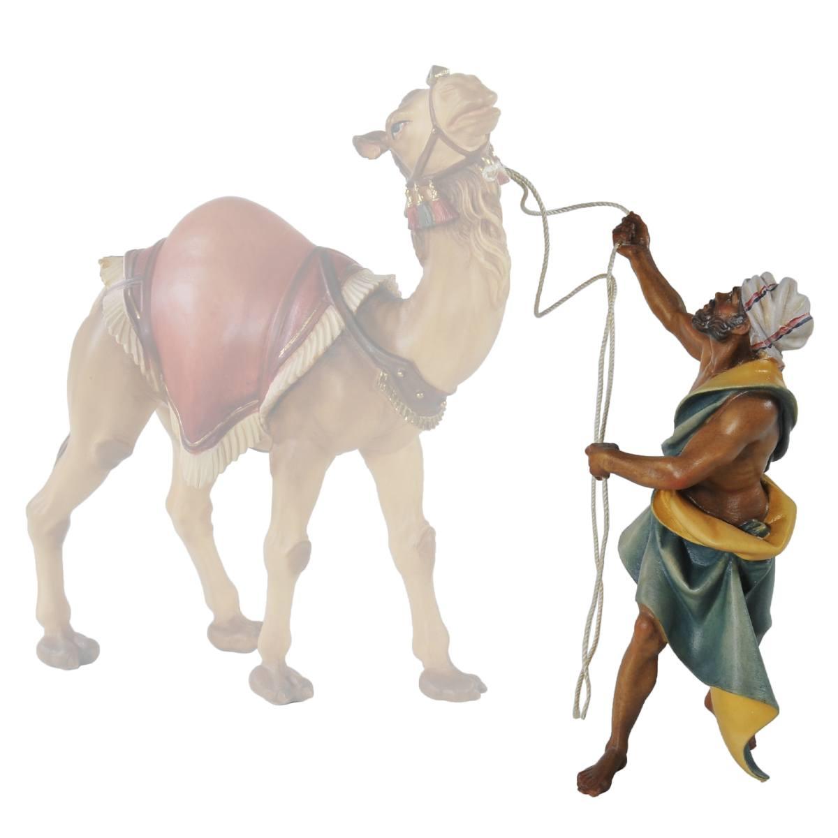 Statua cm.15 Scultura in Legno Cammelliere in Piedi | Ulpe