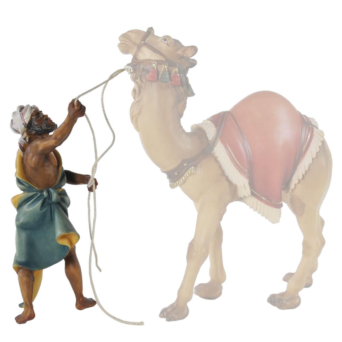 Statua cm.15 Scultura in Legno Cammelliere in Piedi | Ulpe