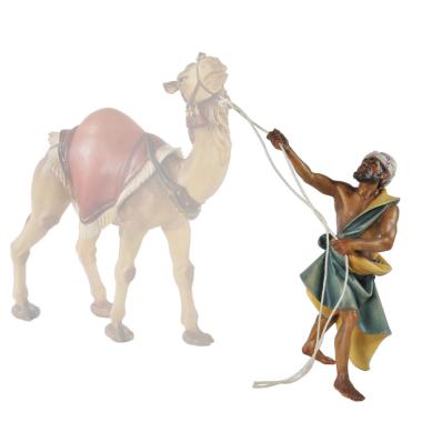 Statua cm.15 Scultura in Legno Cammelliere in Piedi | Ulpe