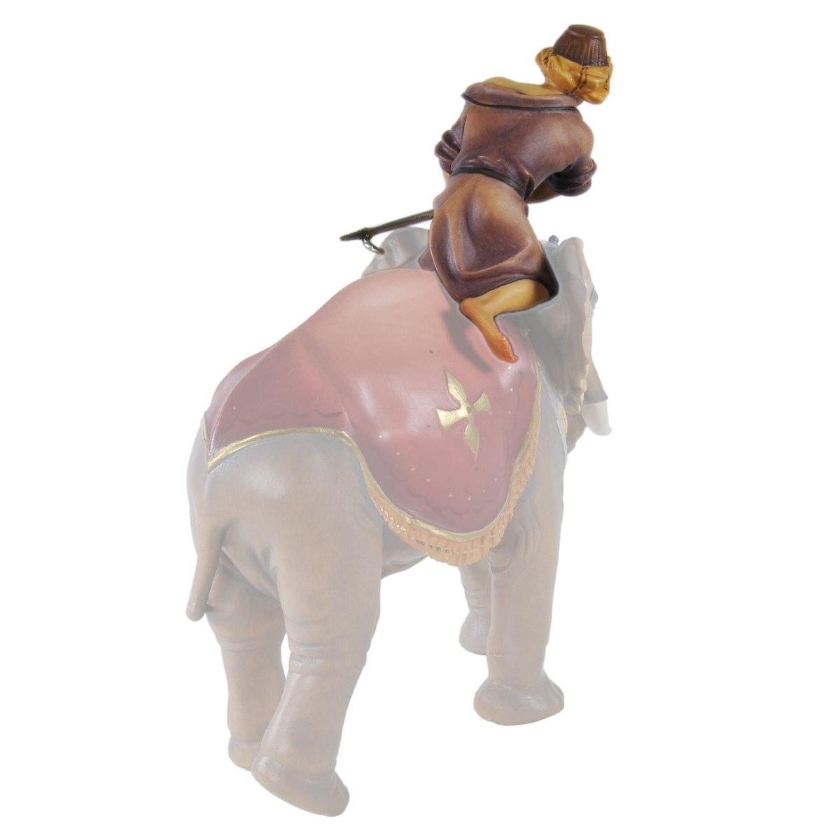 Statua cm.15 Scultura in Legno Elefantiere Seduto | Ulpe