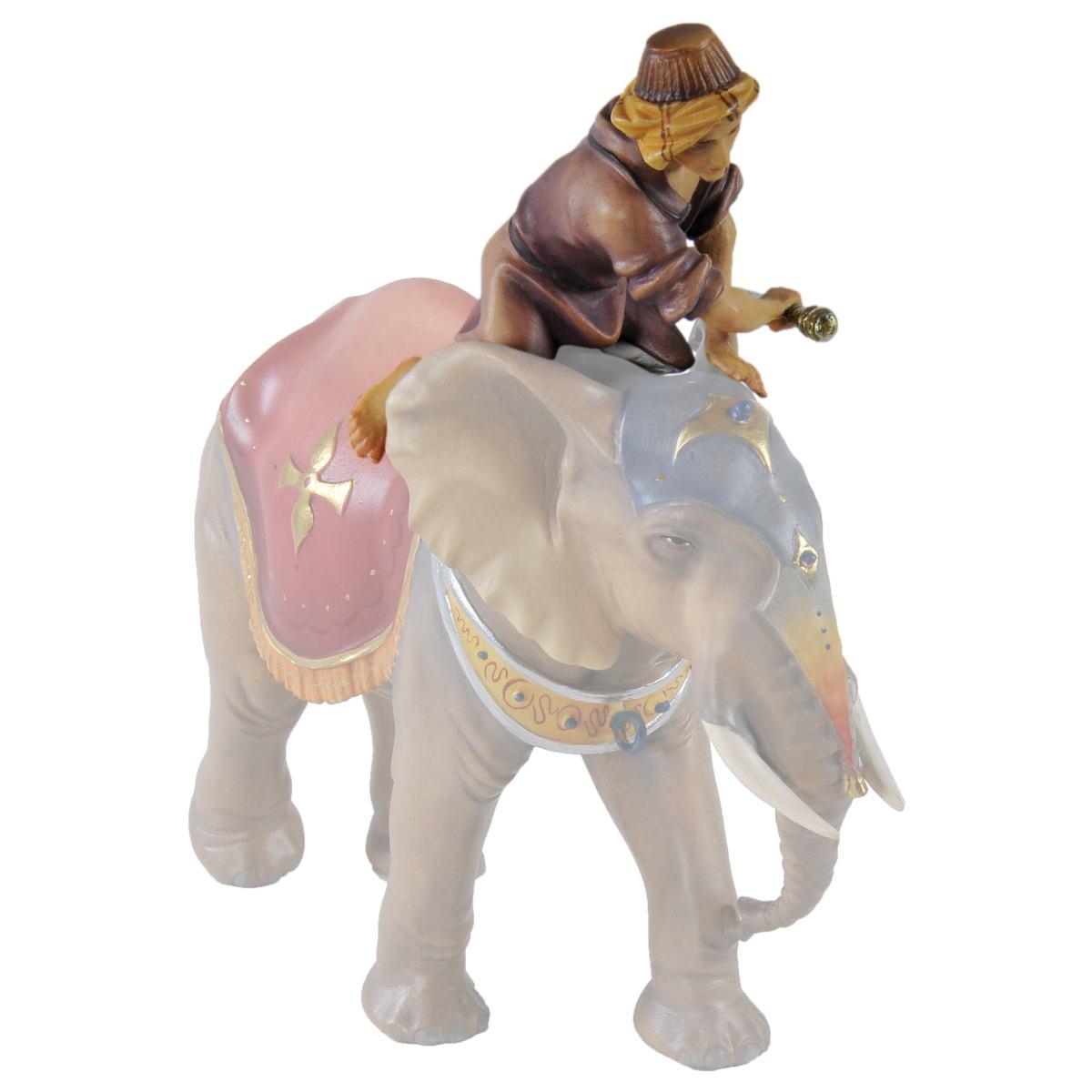 Statua cm.15 Scultura in Legno Elefantiere Seduto | Ulpe