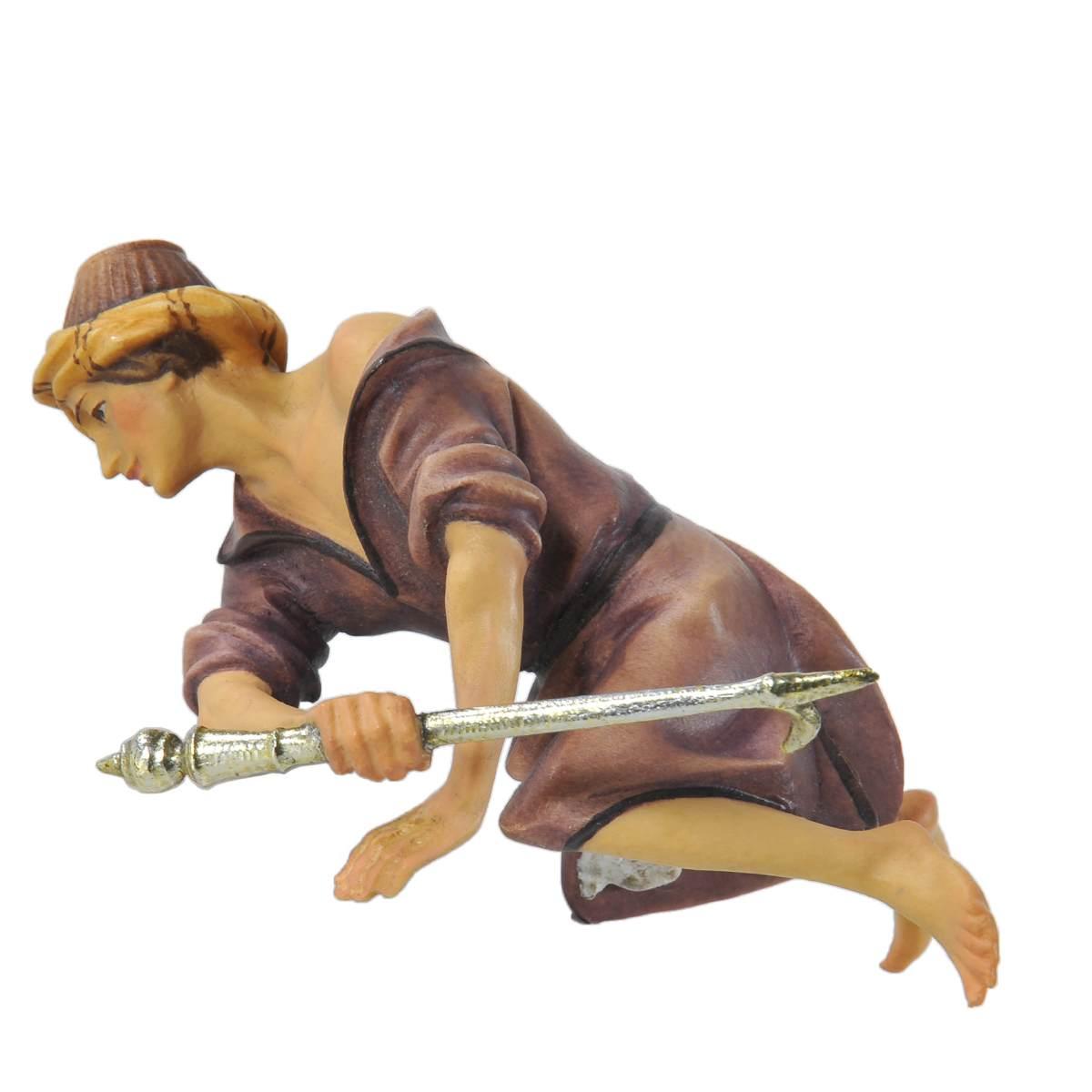 Statua cm.15 Scultura in Legno Elefantiere Seduto | Ulpe