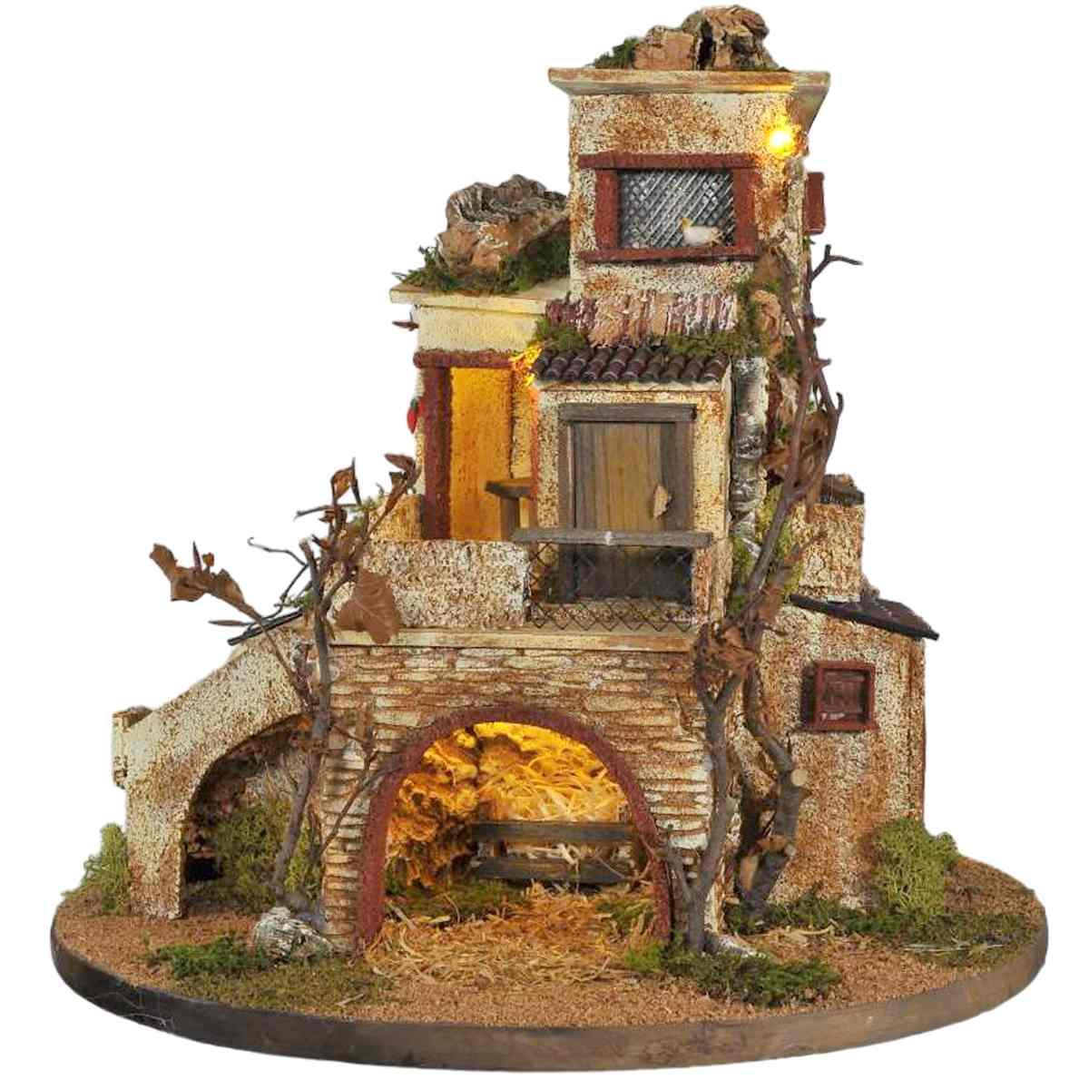 Paesaggio con Luci Circolare Girevole cm.40xH42 PR02 | Arte del Presepe