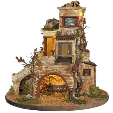 Paesaggio con Luci Circolare Girevole cm.40xH42 PR02 | Arte del Presepe