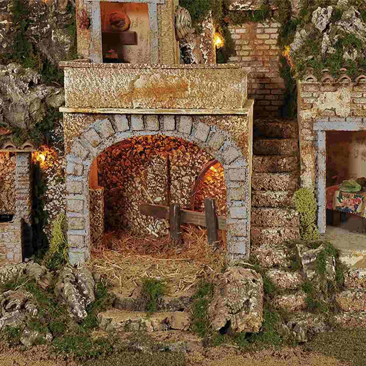 Paesaggio con Luci Forno e Fontana cm.117x47xH59 PR03 | Arte del Presepe