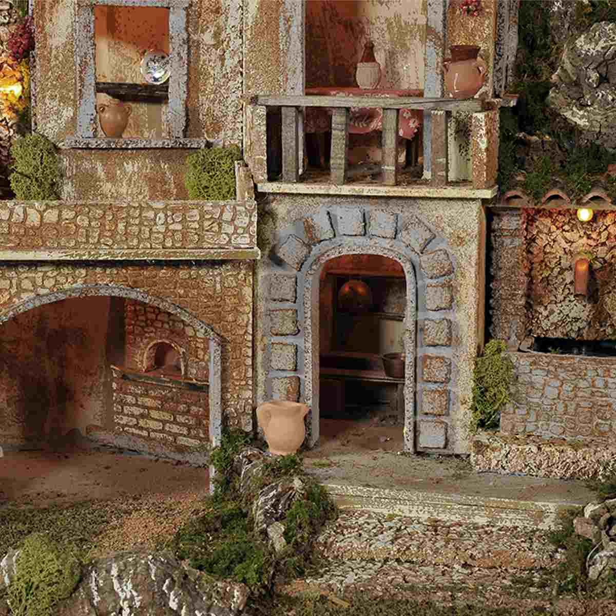 Paesaggio con Luci Forno e Fontana cm.117x47xH59 PR03 | Arte del Presepe