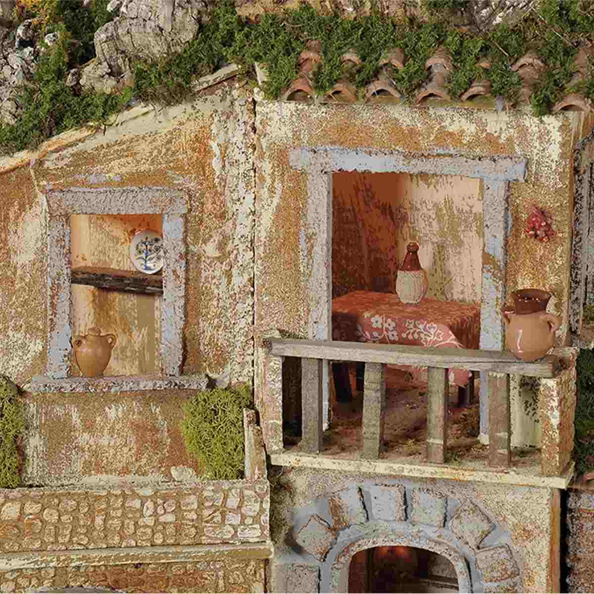 Paesaggio con Luci Forno e Fontana cm.117x47xH59 PR03 | Arte del Presepe