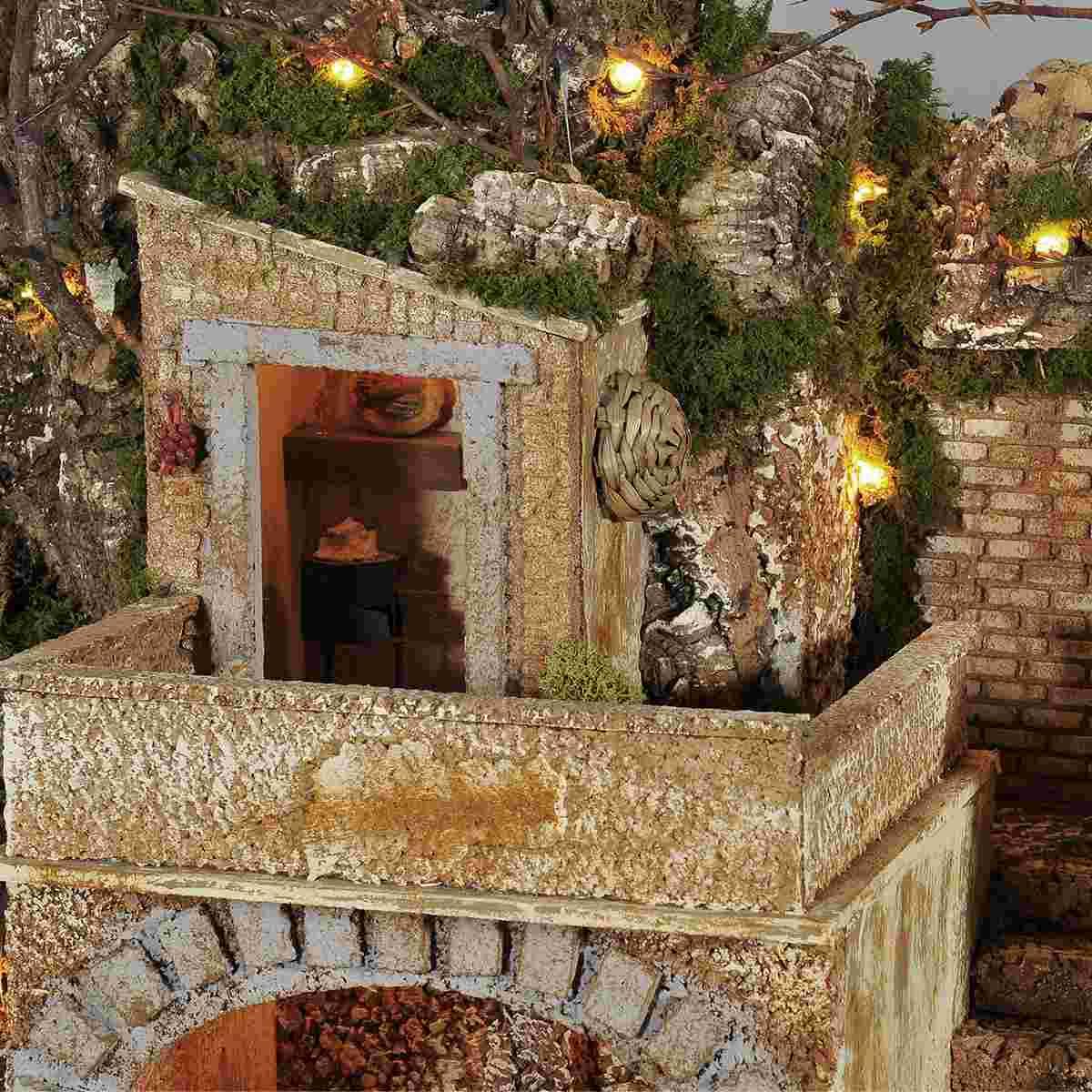 Paesaggio con Luci Forno e Fontana cm.117x47xH59 PR03 | Arte del Presepe