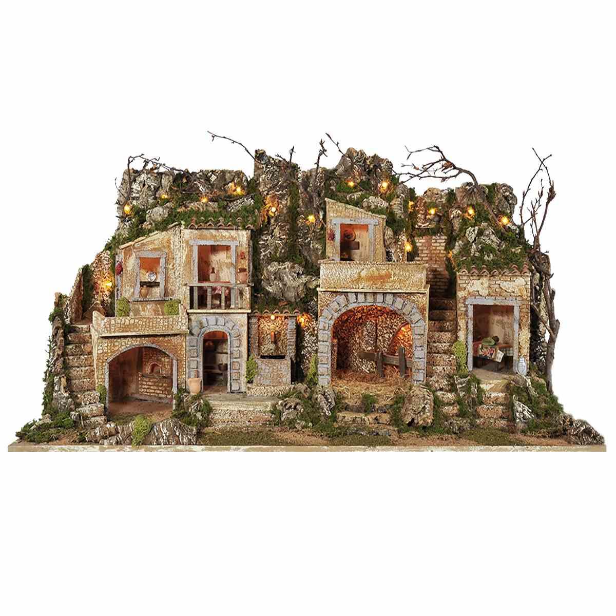 Paesaggio con Luci Forno e Fontana cm.117x47xH59 PR03 | Arte del Presepe