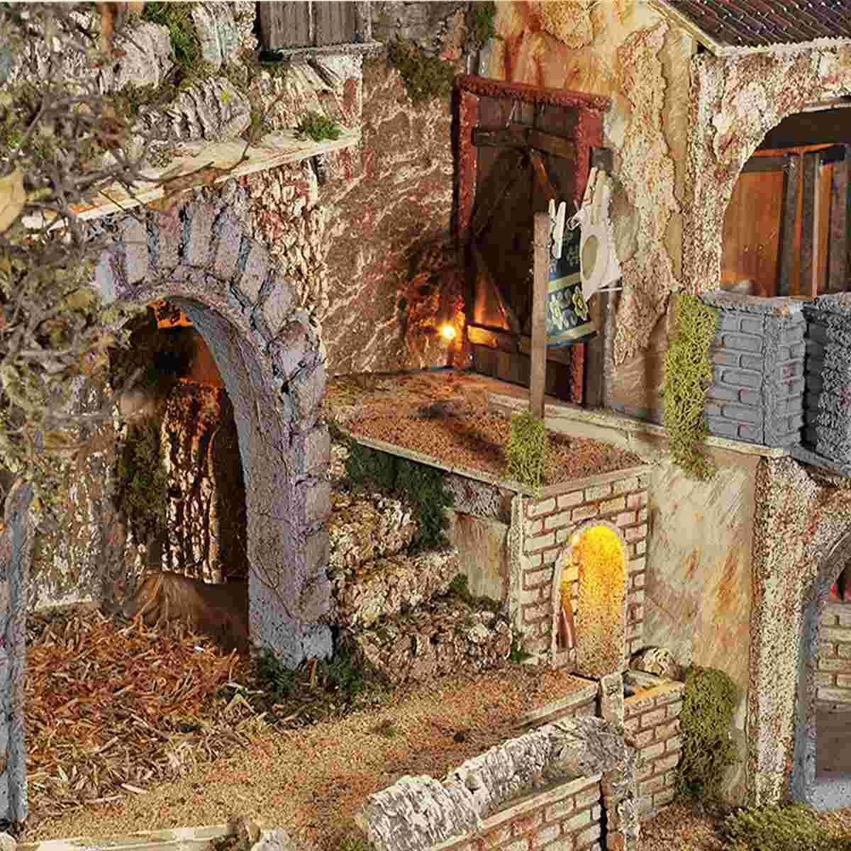 Paesaggio con Luci Fontana Forno Ambientazioni cm.77x57xH60 PR12 | Arte del Presepe