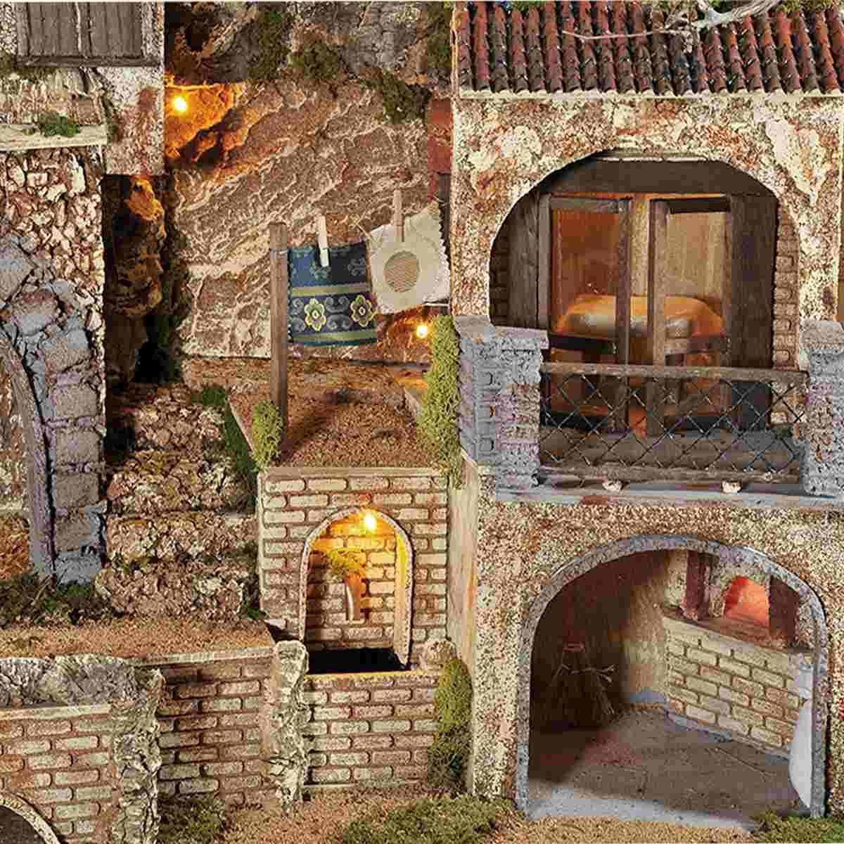 Paesaggio con Luci Fontana Forno Ambientazioni cm.77x57xH60 PR12 | Arte del Presepe