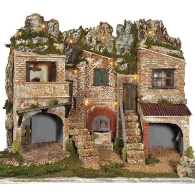 Paesaggio con Luci Fontana cm.77x57xH60 PR13 | Arte del Presepe