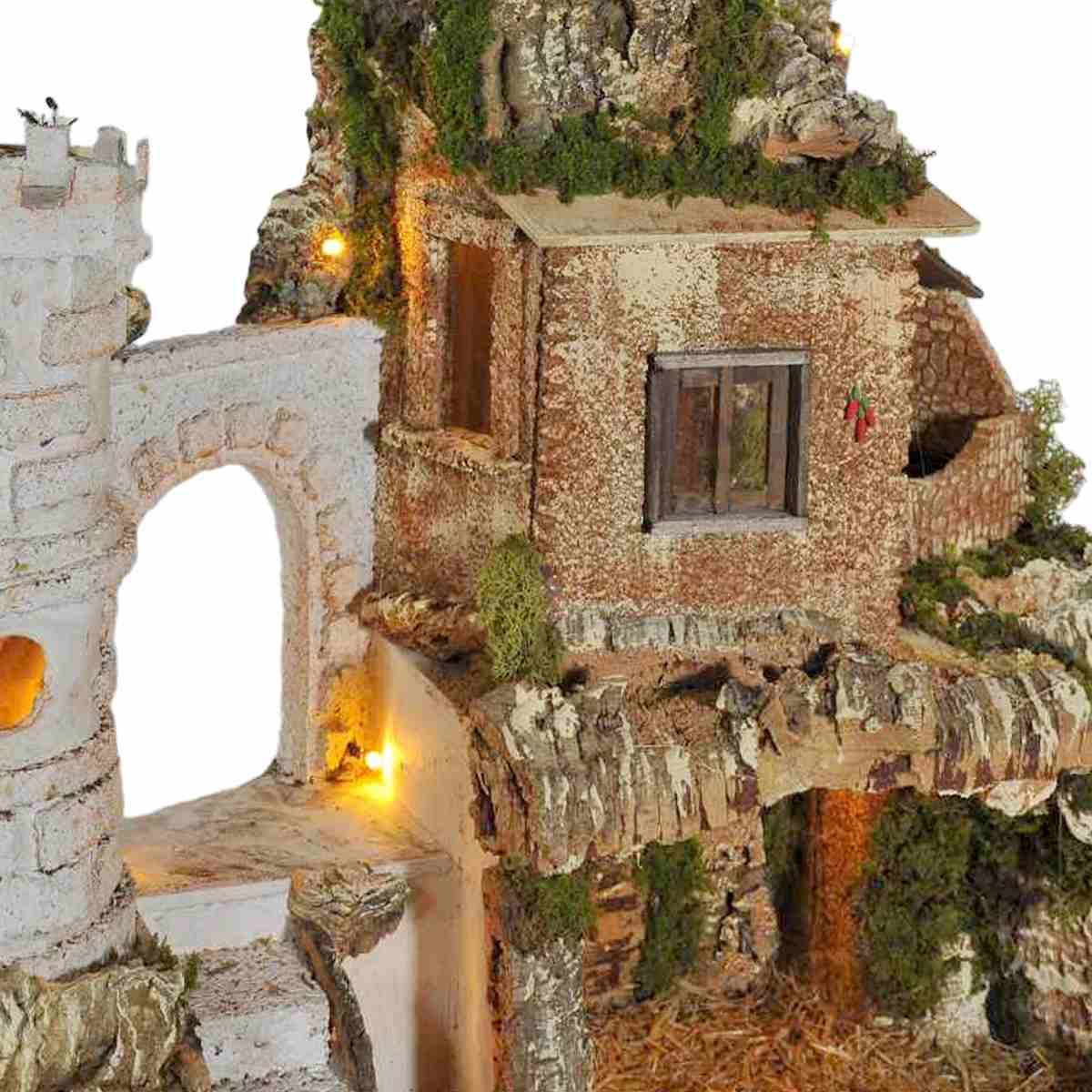 Paesaggio con Luci Torre Fontana Grotta cm.57x37xH50 PR16 | Arte del Presepe