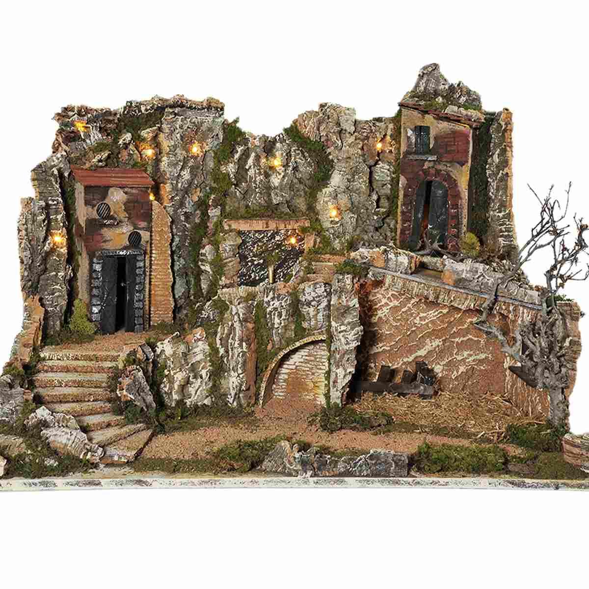 Paesaggio con Luci Fontana Grotta cm.77x57xH50 PR63 | Arte del Presepe