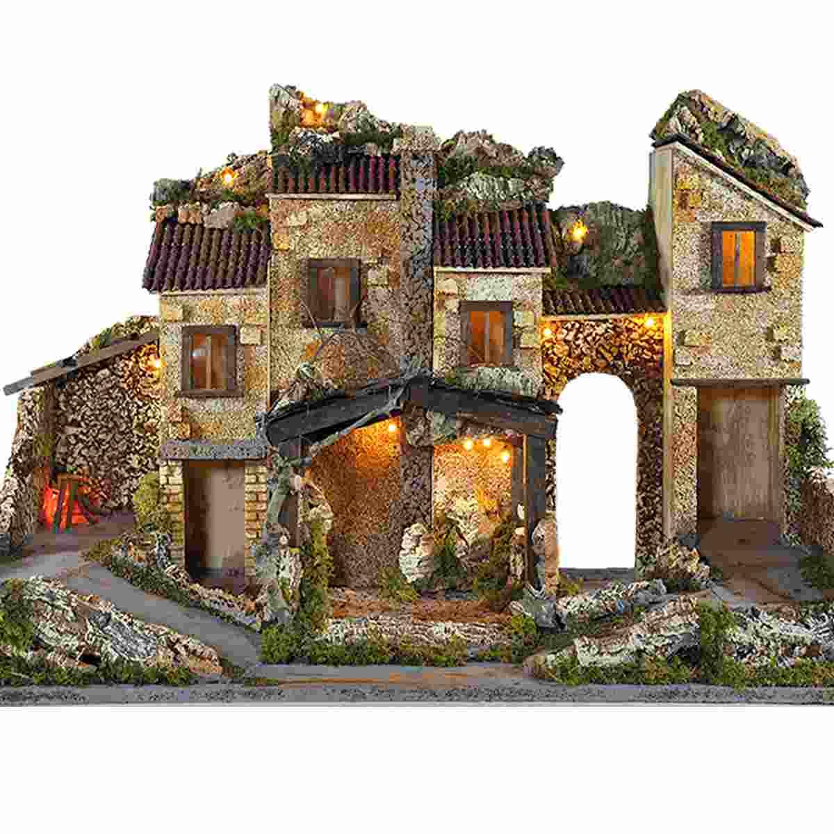 Paesaggio con Luci Fuoco cm.77x37xH46 PR73 | Arte del Presepe