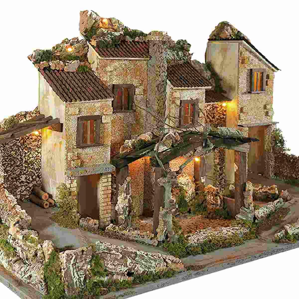 Paesaggio con Luci Fuoco cm.77x37xH46 PR73 | Arte del Presepe