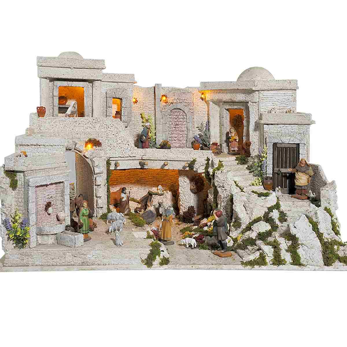 Paesaggio con Luci Arabo con Nativit cm.10 cm.77x57xH50 PR74 | Arte del Presepe