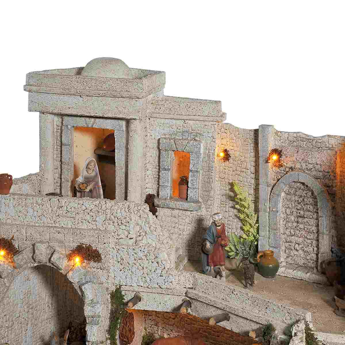 Paesaggio con Luci Arabo con Nativit cm.10 cm.77x57xH50 PR74 | Arte del Presepe