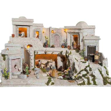 Paesaggio con Luci Arabo con Nativit cm.10 cm.77x57xH50 PR74 | Arte del Presepe
