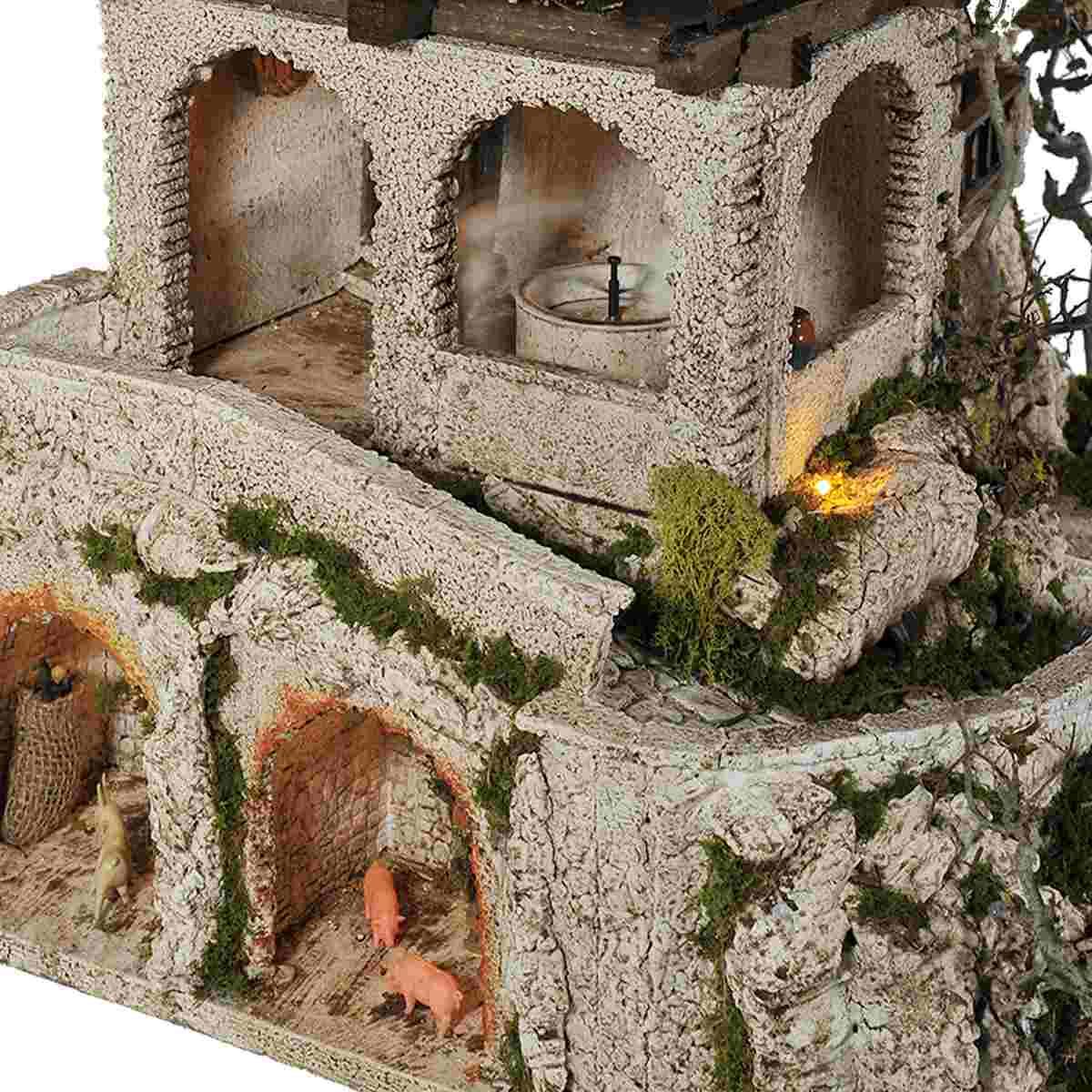 Paesaggio con Luci Macina Grotta Ambientazioni Torre cm.77x5xH65 PR176 | Arte del Presepe